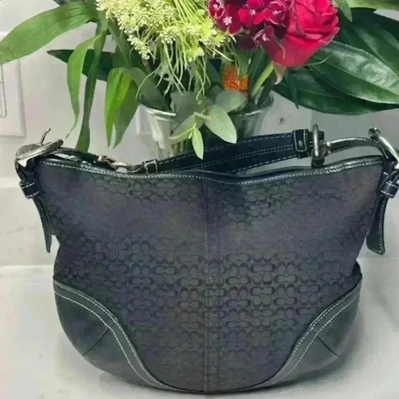 Coach Black Signature Hobo Tote Bag #1460 - Picture 8 of 12